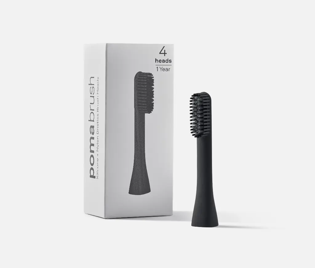 Pomabrush - Nylon-Silicone Brush Heads - Medium Bristles - Pack of 4 - 1 Year Supply