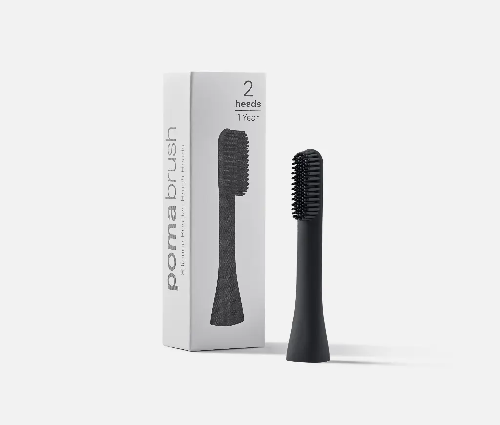 Pomabrush - Pure Silicone Brush Heads - Extra Soft Bristles - Pack of 2 - 1 Year Supply
